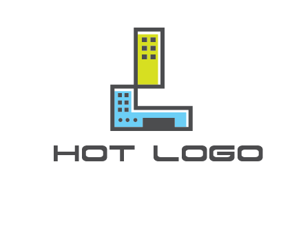 geometric letter L building logo