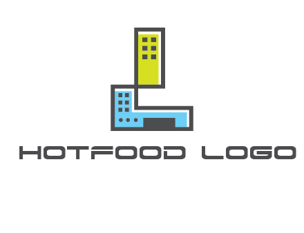 geometric letter L building logo