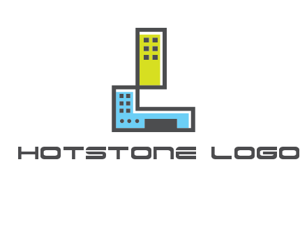 geometric letter L building logo
