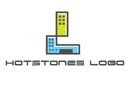 geometric letter L building logo