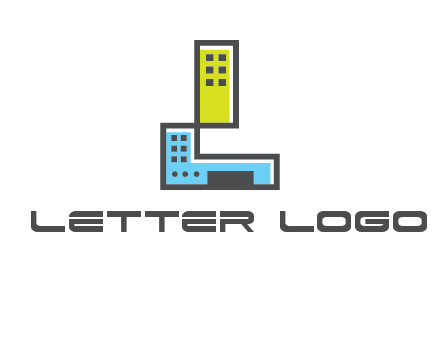 geometric letter L building logo