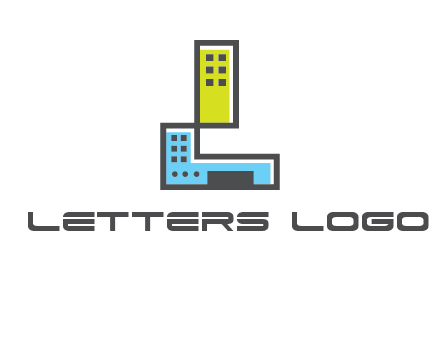 geometric letter L building logo