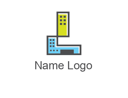 geometric letter L building logo