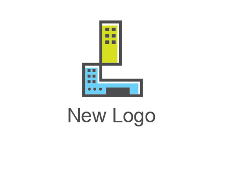geometric letter L building logo