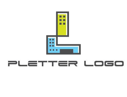 geometric letter L building logo