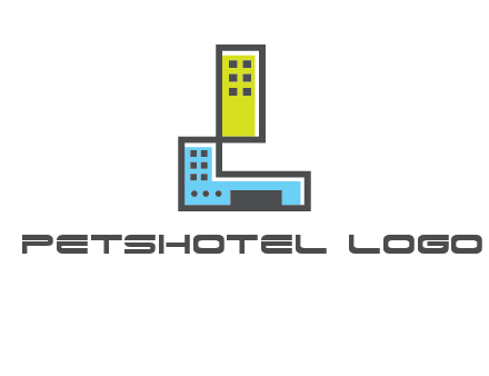 geometric letter L building logo