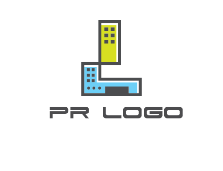 geometric letter L building logo