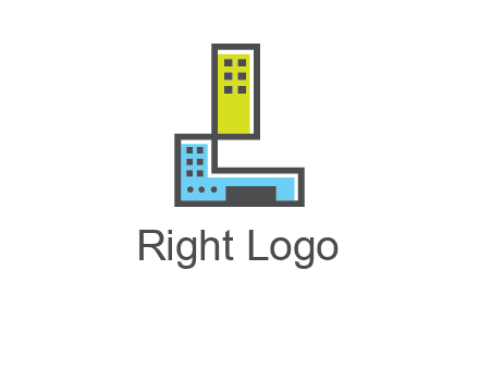geometric letter L building logo