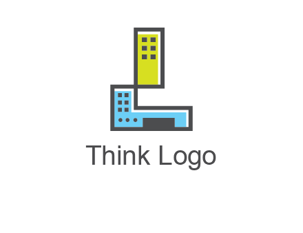 geometric letter L building logo