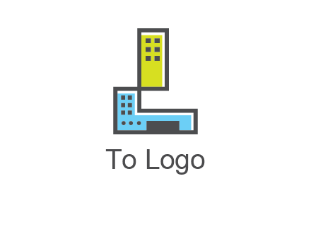 geometric letter L building logo