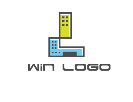 geometric letter L building logo