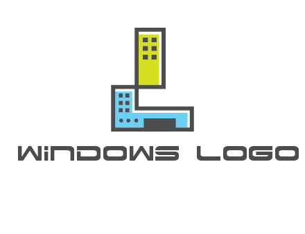 geometric letter L building logo