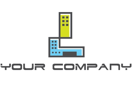 geometric letter L building logo