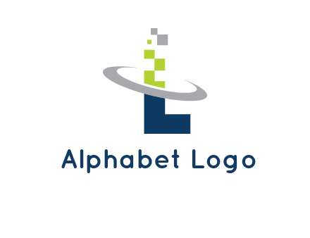 letter L swoosh and pixels logo