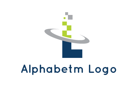 letter L swoosh and pixels logo