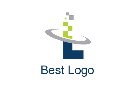 letter L swoosh and pixels logo