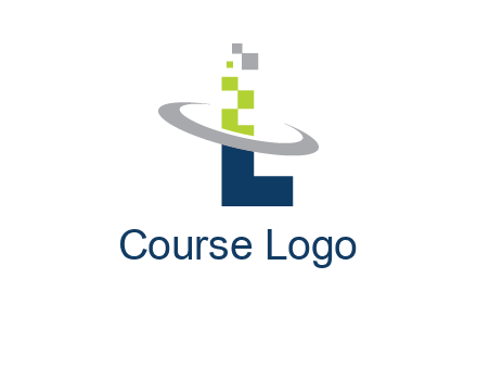 letter L swoosh and pixels logo