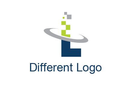 letter L swoosh and pixels logo