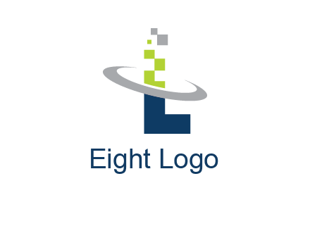 letter L swoosh and pixels logo