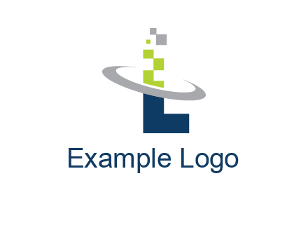 letter L swoosh and pixels logo