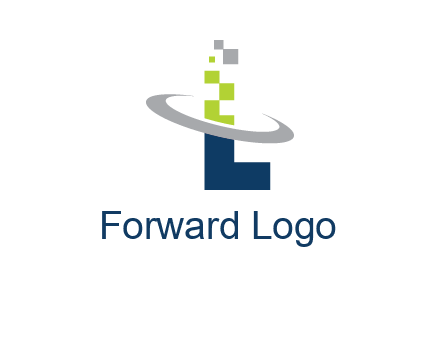 letter L swoosh and pixels logo