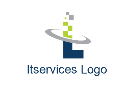letter L swoosh and pixels logo