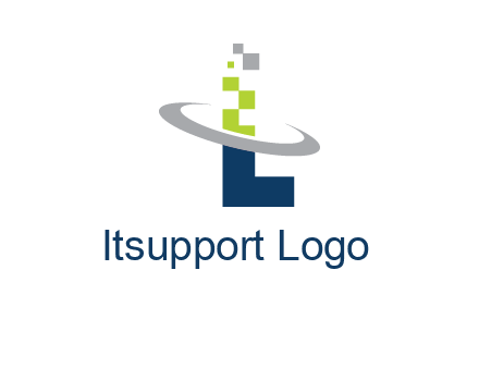 letter L swoosh and pixels logo