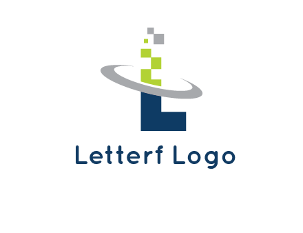letter L swoosh and pixels logo