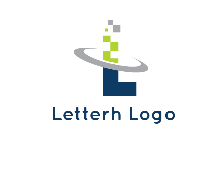 letter L swoosh and pixels logo