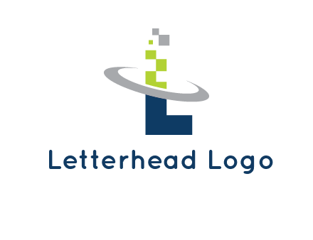 letter L swoosh and pixels logo