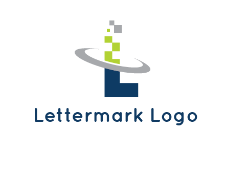 letter L swoosh and pixels logo