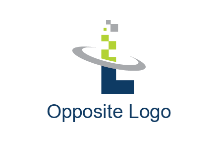 letter L swoosh and pixels logo