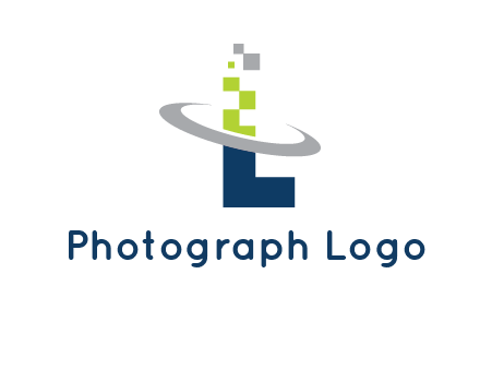 letter L swoosh and pixels logo