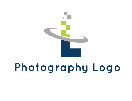 letter L swoosh and pixels logo