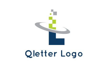 letter L swoosh and pixels logo