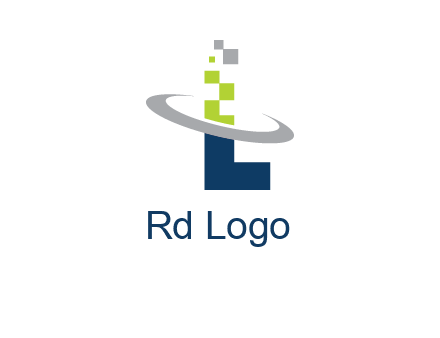letter L swoosh and pixels logo
