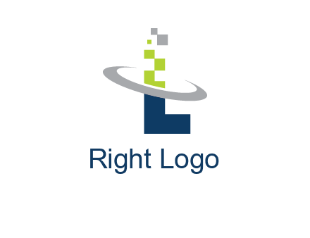 letter L swoosh and pixels logo