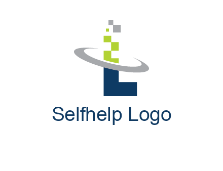 letter L swoosh and pixels logo