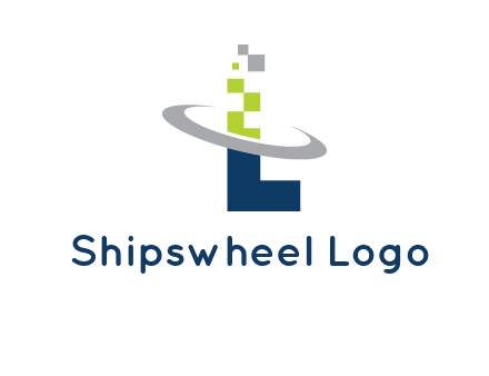 letter L swoosh and pixels logo