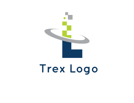 letter L swoosh and pixels logo