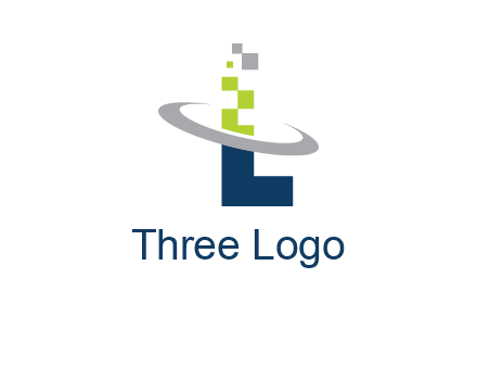 letter L swoosh and pixels logo