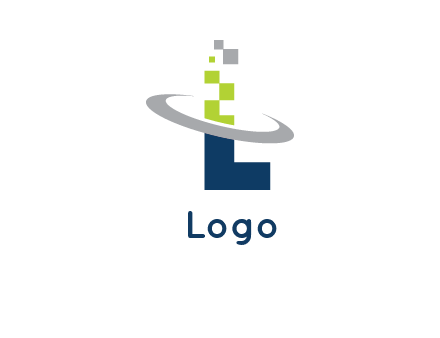 letter L swoosh and pixels logo