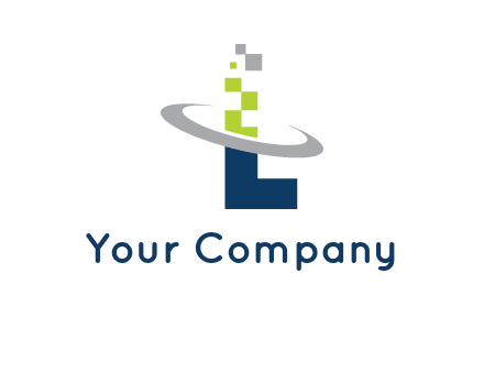 letter L swoosh and pixels logo