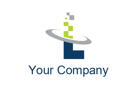 letter L swoosh and pixels logo