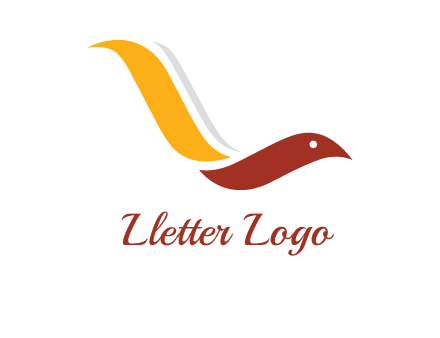 curved swoosh bird forming letter L 