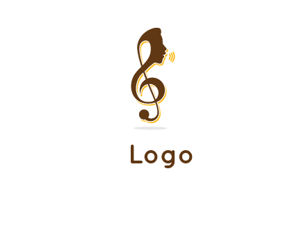 singer head in music note logo