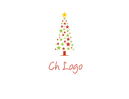 colorful stars christmas tree logo