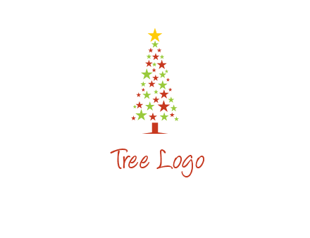 colorful stars christmas tree logo