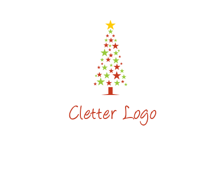 colorful stars christmas tree logo
