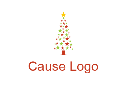colorful stars christmas tree logo